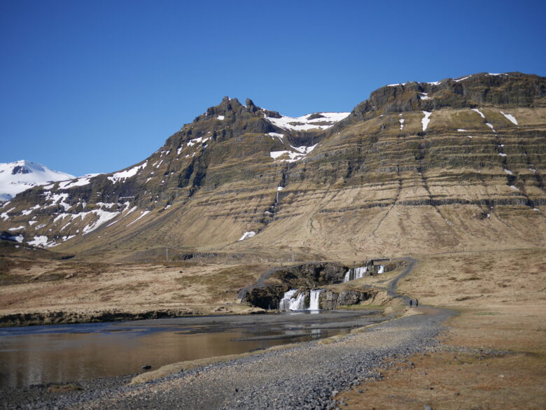 アイスランドのKirkjufell Mountainと滝