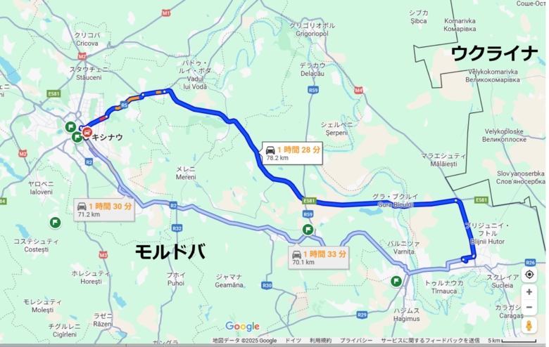 キシナウからティラスポリまでの地図